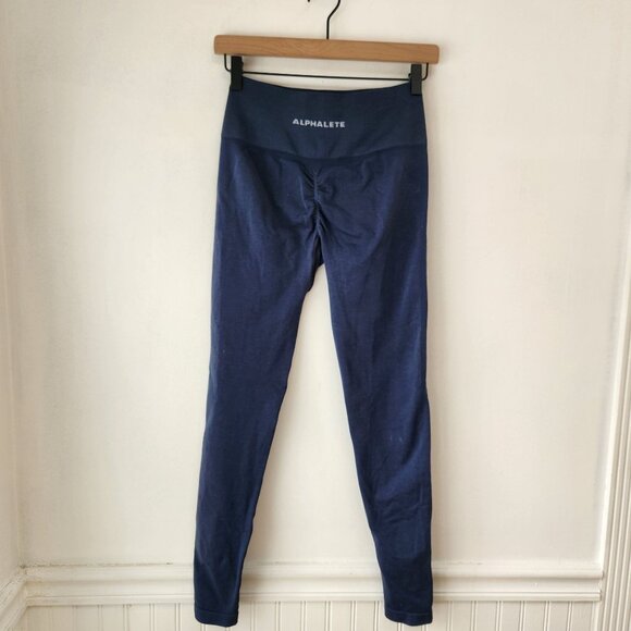 Alphalete Amplify Scunch Butt Leggings Navy Blue Workout Tights Women's M - Picture 3 of 8